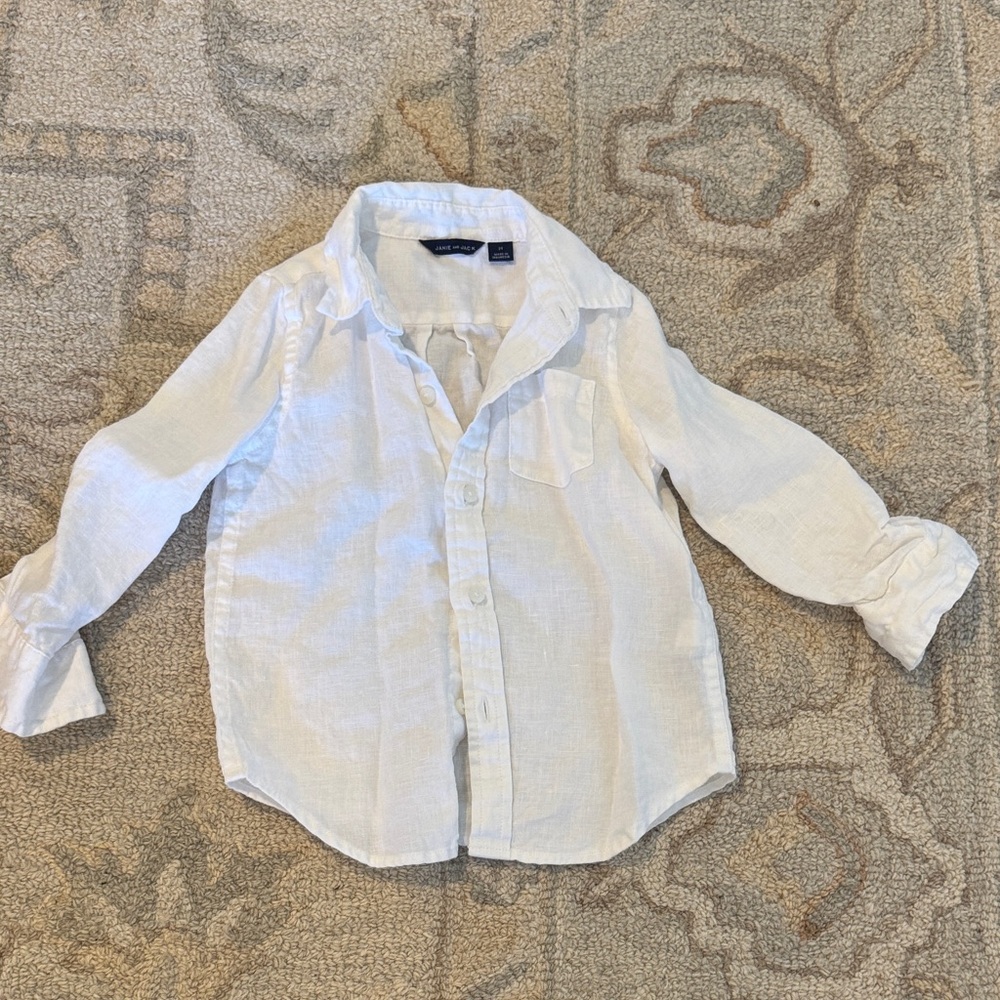 Janie and Jack White Kids Button-Down Shirt - Lightweight Long Sleeve